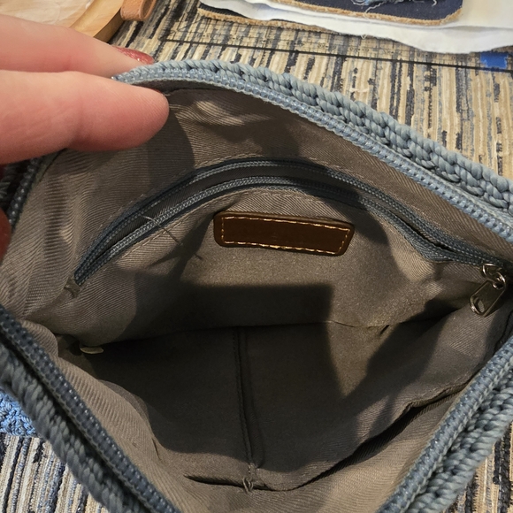 The Sak Crochet Crossbody Bag in Gray-Blue - Picture 4 of 5